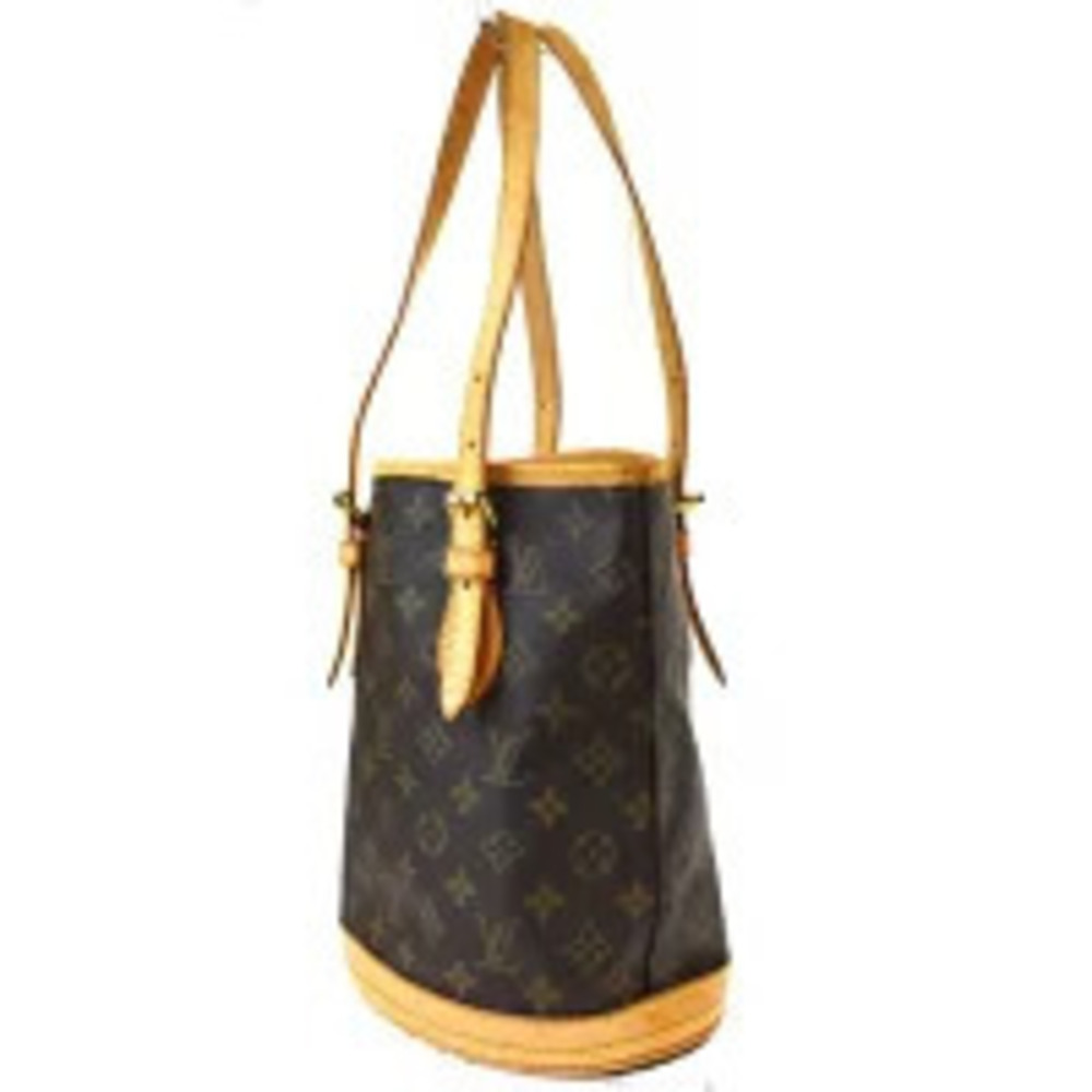 Louis Vuitton Bag Leather Shoulder Monogram Bucket Brown